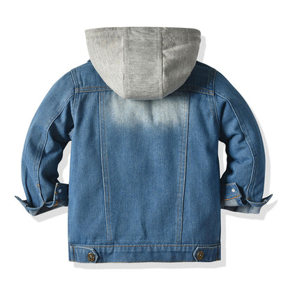 nep tweedelig denim jack, met capuchon