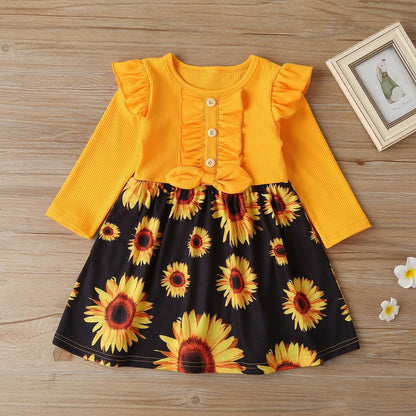 Kinderjurk met zonnebloem print