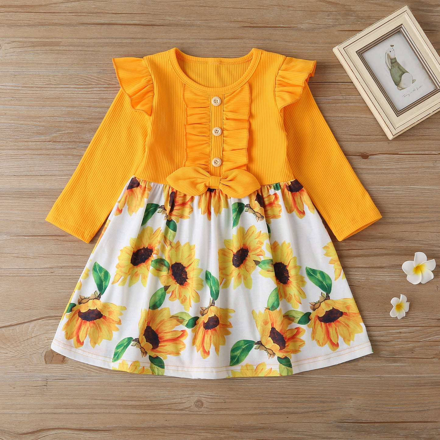 Kinderjurk met zonnebloem print