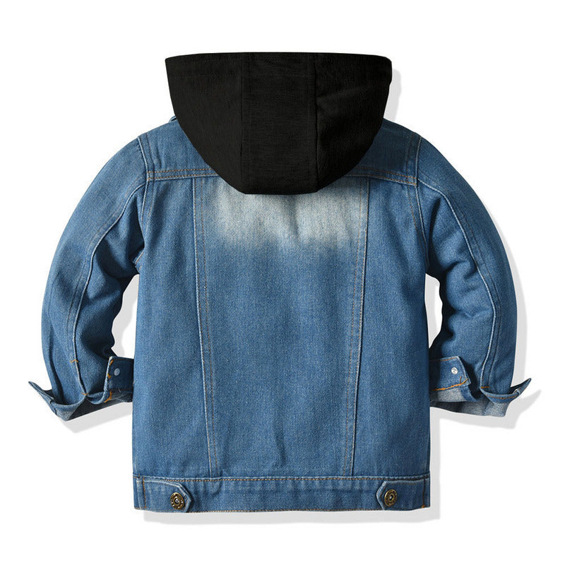 nep tweedelig denim jack, met capuchon