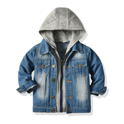 nep tweedelig denim jack, met capuchon